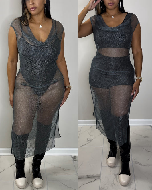 8047 Gray Net Dress