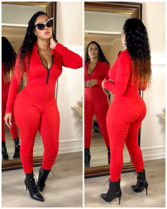 2031 Red Ribbed Dunksuit