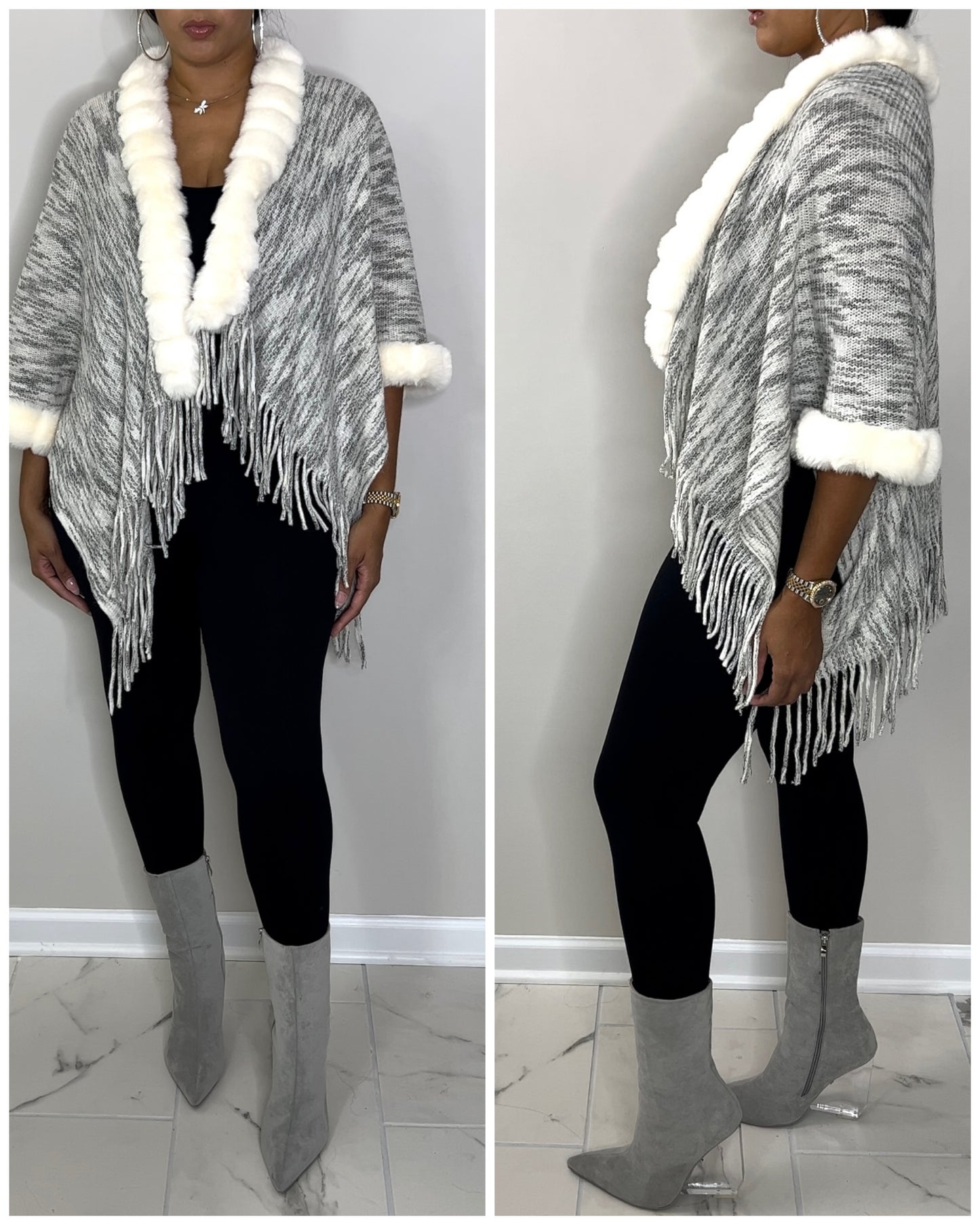 5007 White/Black Cardigan